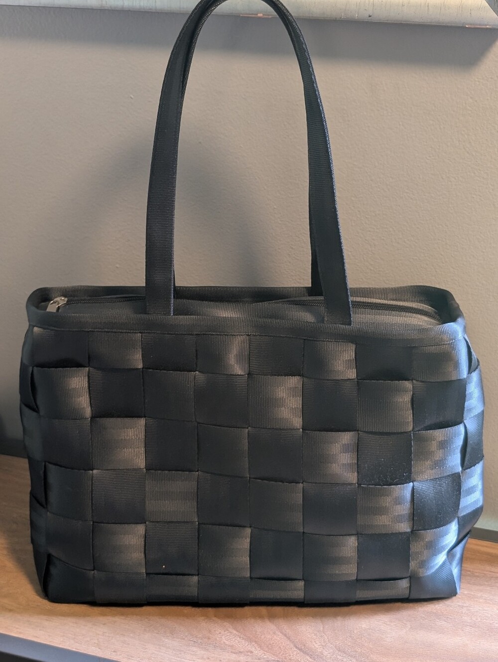 Harveys Black Seatbelt Woven Large  Tote Bag